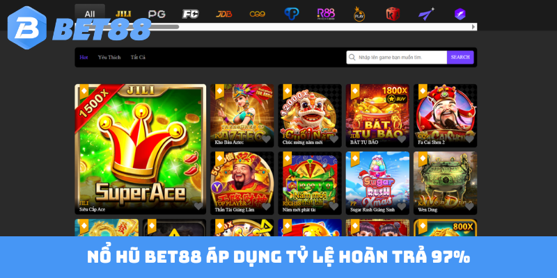 Nổ hũ Bet88 áp dụng tỷ lệ hoàn trả 97%