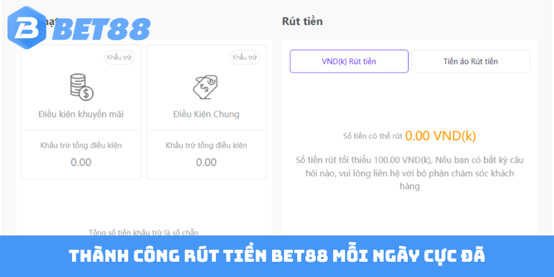 Thành công rút tiền Bet88 mỗi ngày cực đã